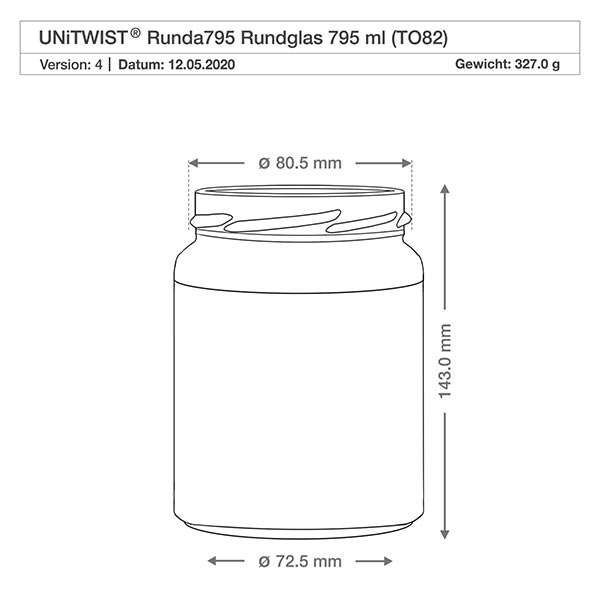 795ml Verre rond sans couvercle (TO82) UNiTWIST