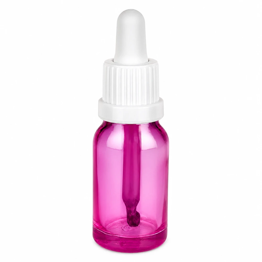 Flacon pipette 10ml blanc originalité bouchon à vis PurpleLine UT18/10 Bouteille en verre violet 10ml avec pipette blanche OV PurpleLine pour huiles essentielles