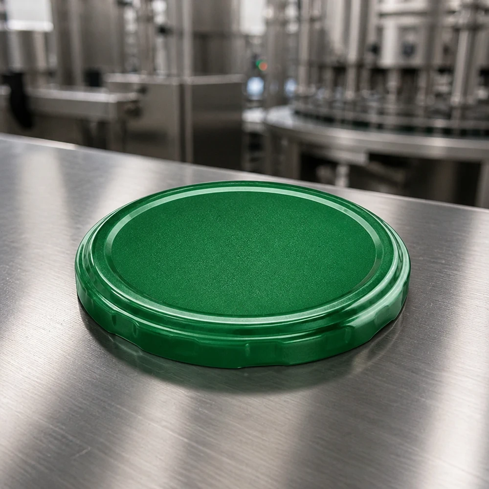 82mm BasicSeal bouchon vert (TO82) UNiTWIST Gros plan sur le couvercle BasicSeal 82 mm vert TO82 à surface texturée UNiTWIST
