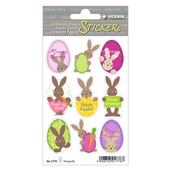 Sticker lapin de Pâques (9 stickers transparents)