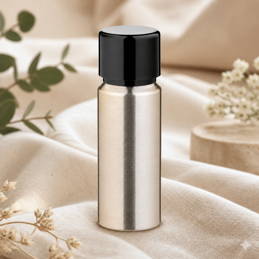 Bouteille en aluminium poncé 20 ml, avec bouchon à vis noir et joint conique Flacon en aluminium résistant à la corrosion de 20 ml avec bouchon à visser, idéal pour la résistance chimique et la longévité