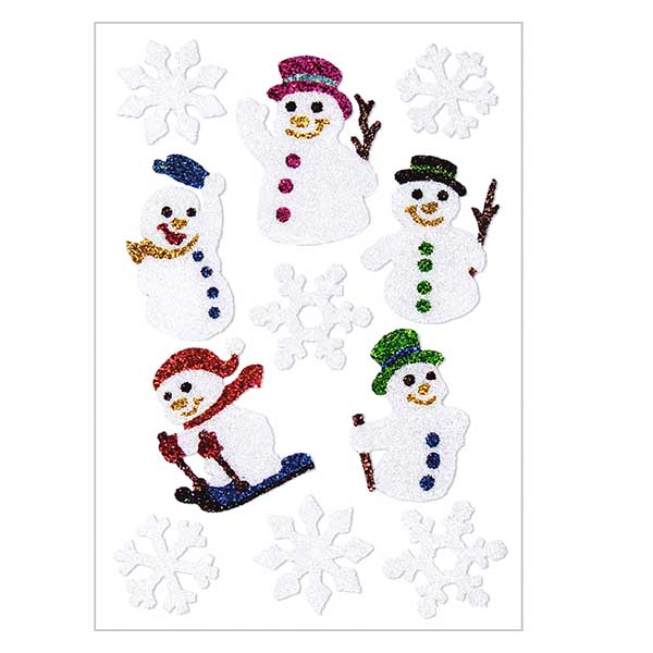 Autocollants &quot;Bonhomme de neige&quot; (11 stickers avec paillettes)