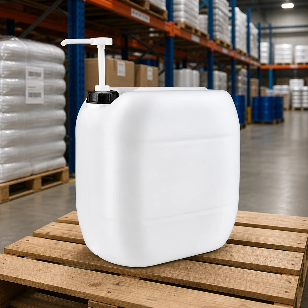 Jerrican de 30 litres avec pompe doseuse Réservoir de liquide de 30 litres avec pompe, stocké dans l'entrepôt sur une palette Europe