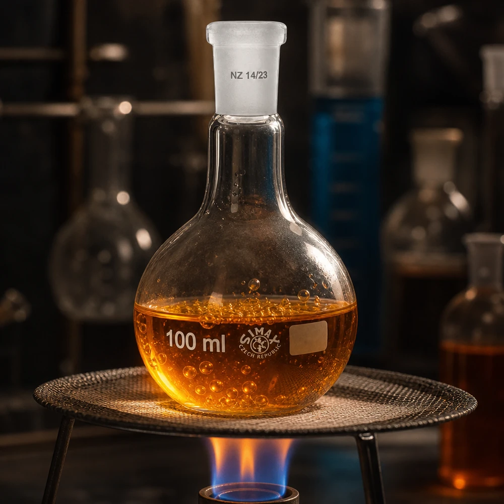 Ballon à fond plat 100 ml à col étroit, en verre borosilicate avec rodage normalisé 14/23 Ballon à pied en verre résistant à la chaleur 100ml avec rodage professionnel normalisé 14/23