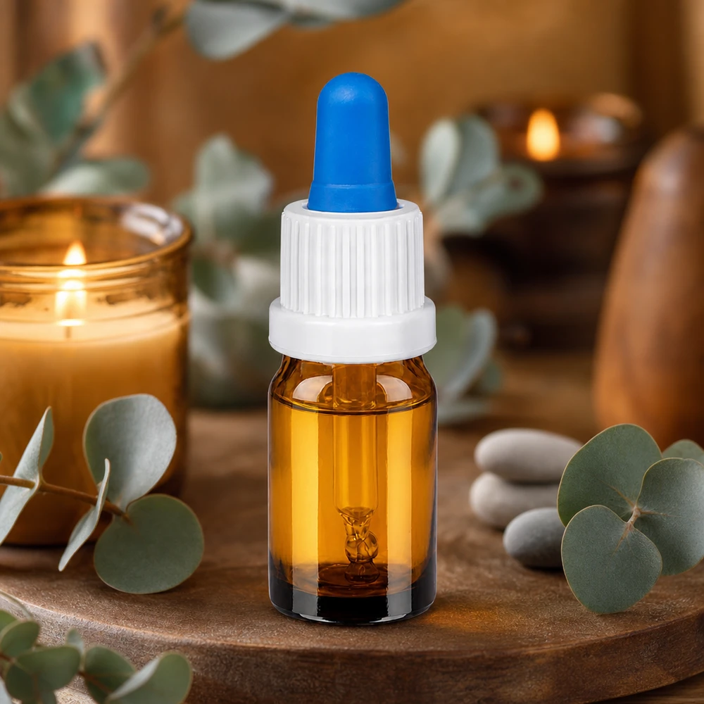 Flacon à pipette 5ml blanc/bleu OV BrownLine UT18/5 Bouteille à pipette BrownLine 5ml de haute qualité avec protection UV grâce au verre brun et à un bouchon sûr