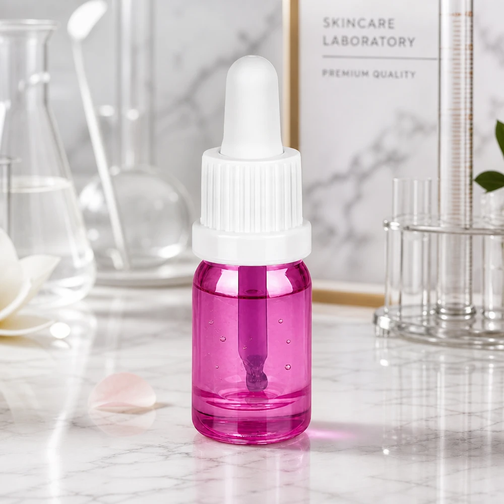 Flacon pipette 5ml blanc Originalité Bouchon à vis PurpleLine UT18/5 Flacon compte-gouttes 5ml en verre violet avec pipette blanche ergonomique pour produits de beauté