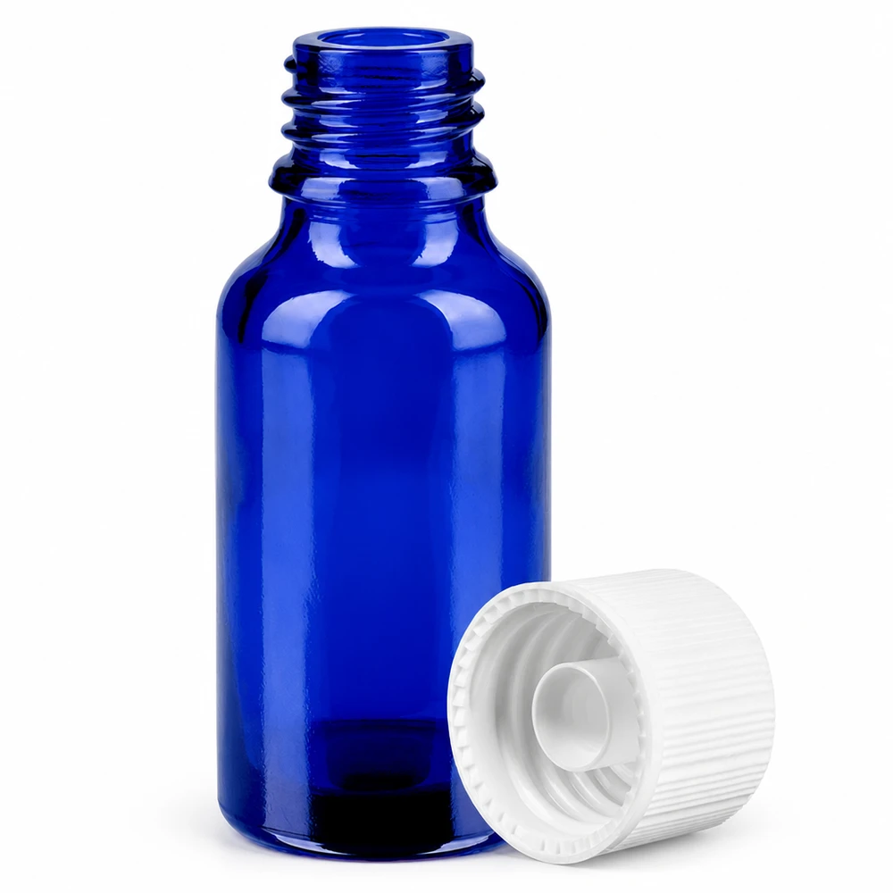 Flacon 20ml 11mm SV blanc STD BlueLine UT18/20 Petit flacon de laboratoire 20ml bleu foncé à filetage standard pour échantillons et extraits
