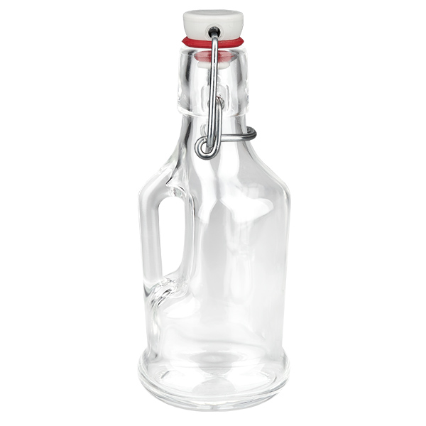 Bouteille en verre 200 ml « Bertha » et bouchon à étrier en PVC UNiTWIST®