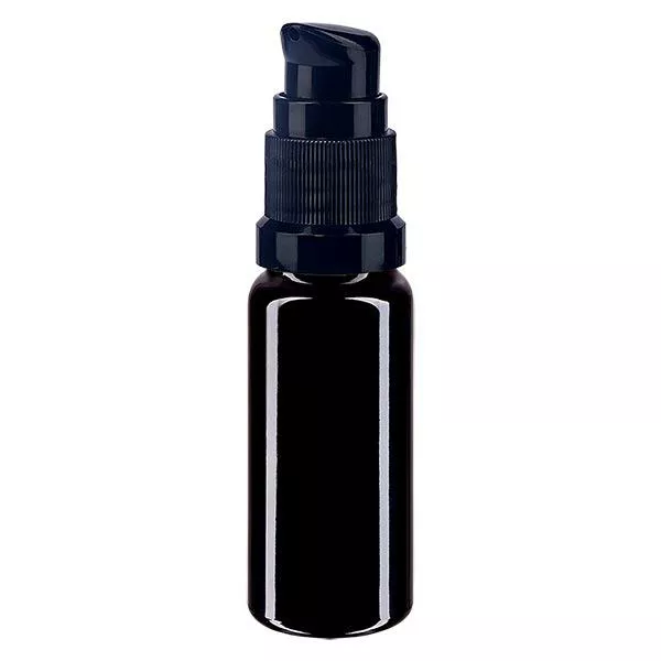 Flacon de pharmacie violet 10ml bouchon pompe noir std Flacon de pharmacie violet 10ml bouchon pompe noir std
