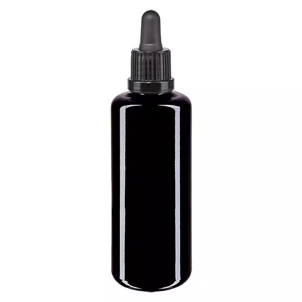 Bouteille de pharmacie viol. 50ml pipette noir OV Bouteille de pharmacie viol. 50ml pipette noir OV