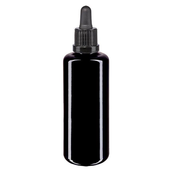 Bouteille de pharmacie viol. 50ml pipette noir OV