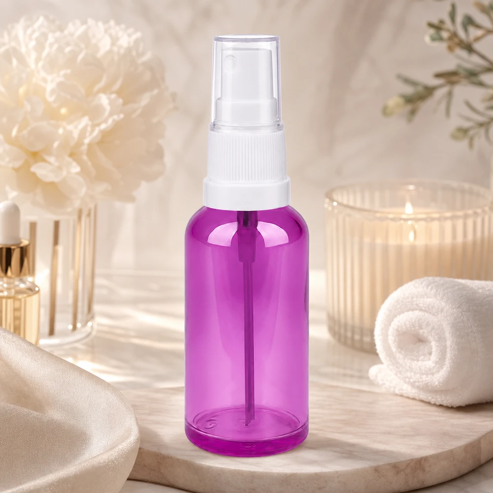 Flacon vaporisateur 50ml blanc/transparent Standard PurpleLine UT18/50 Vaporisateur cosmétique de 50ml en plastique transparent dans un élégant ton lilas