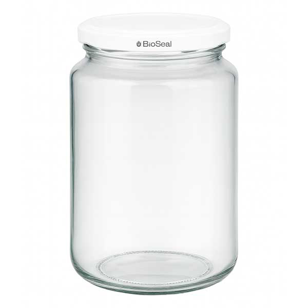 382ml Verre rond avec couvercle BioSeal blanc UNiTWIST