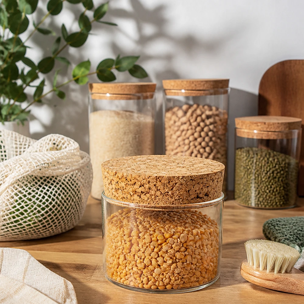 Bouchon pour ouverture 40mm WECK RR40 (ø38/43, H=20mm) Boîtes à provisions durables avec couvercles en liège et bouchon WECK RR40 dans la cuisine moderne zero waste conservation liège naturel
