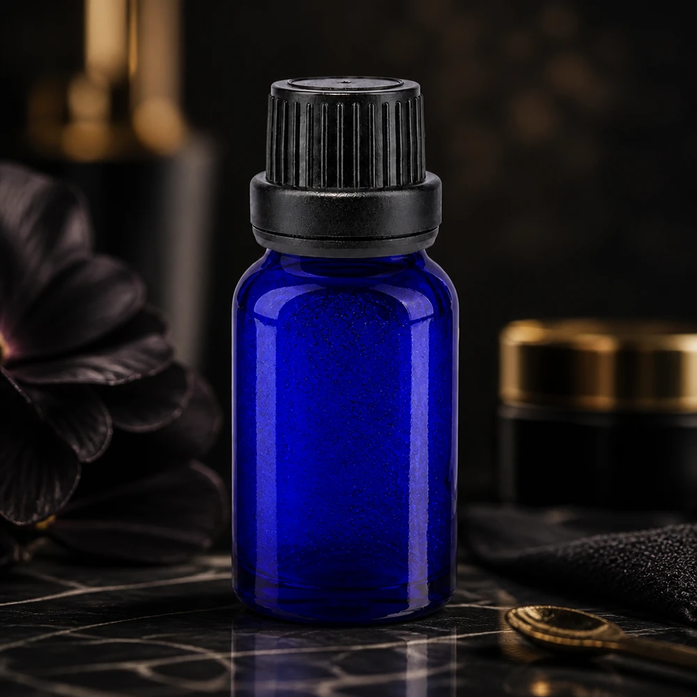 Flacon de pharmacie bleu 10ml bouchon inviolable blanc 2mm bouchon inviolabilité Flacon compte-gouttes en verre pharmaceutique de 10 ml, bleu cobalt, avec compte-gouttes de précision de 2 mm et bouchon à vis OV noir