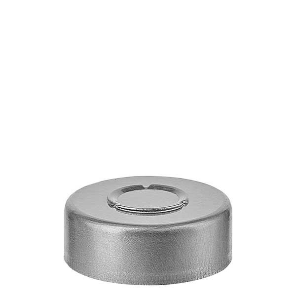 Capuchon à sertir 20,25 x 7,4 mm avec rupture centrale, argenté Capuchon à sertir 20,25 x 7,4 mm avec rupture centrale, argenté