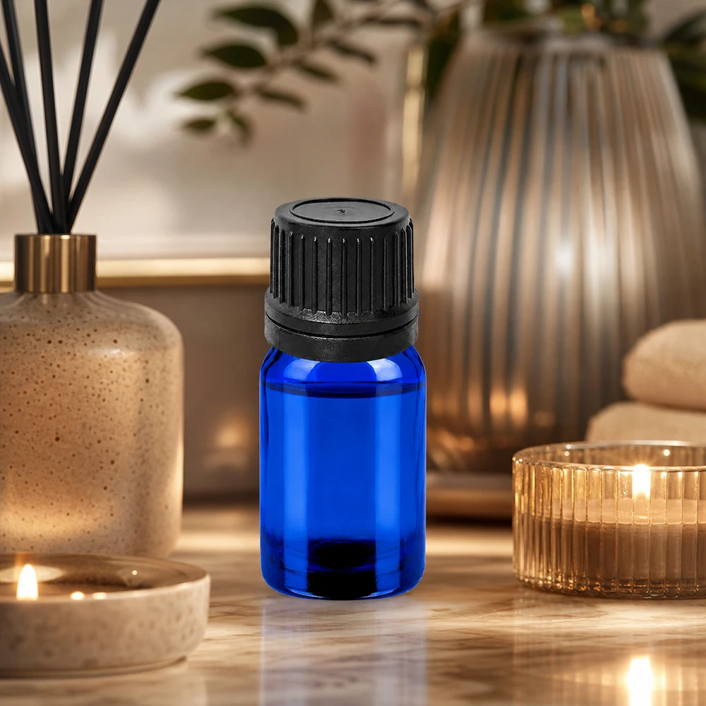 Flacon compte-goutte 5ml 1mm noir OV BlueLine UT18/5 Petit flacon en verre bleu de 5ml avec bouchon compte-gouttes parfait pour les cosmétiques et les huiles parfumées DIY