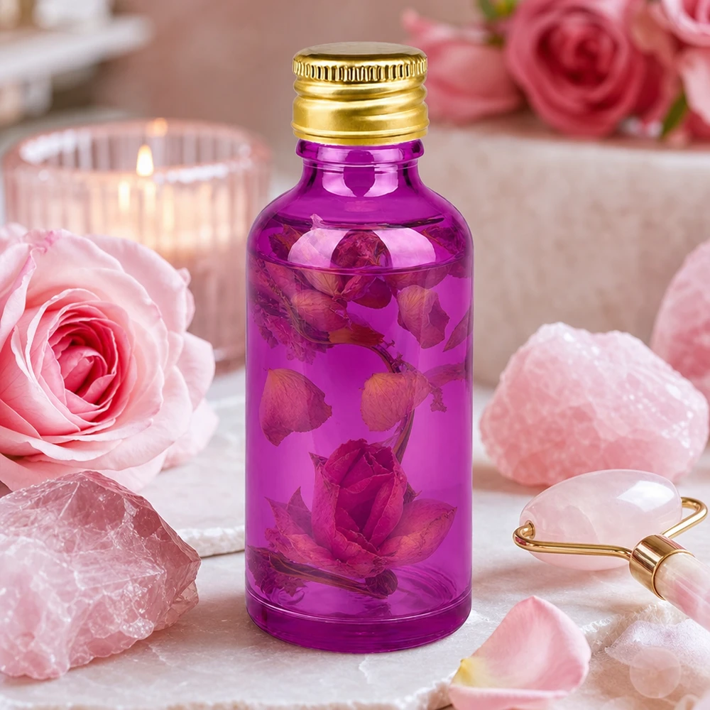 Flacon 50ml bouchon à visser 11mm alu-or standard PurpleLine. UT18/50 Bouteille cosmétique Premium 50ml violet avec bouchon à vis en aluminium résistant à la corrosion