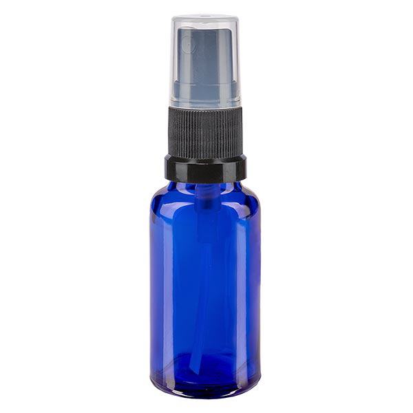 Flacon à pharmacie bleu 20ml embout spray noir Flacon à pharmacie bleu 20ml embout spray noir