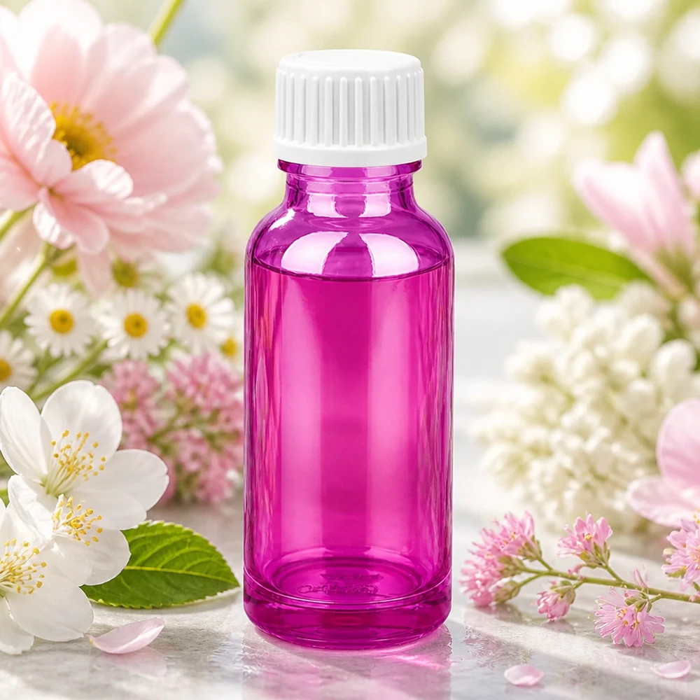Flacon compte-gouttes 20ml 0.9mm blanc standard PurpleLine. UT18/20 Flacon 20ml avec compte-gouttes 0.9mm en violet pour le DIY cosmétique et les mélanges
