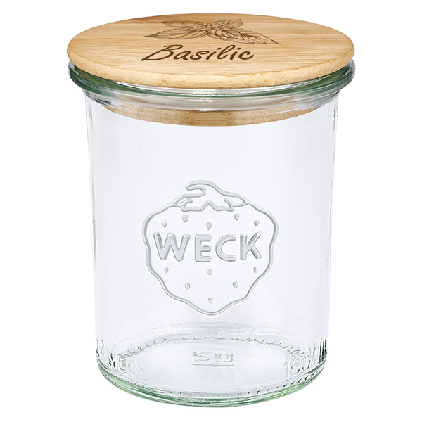 Couvercle en bois "Basilic" avec verre WECK 160ml
