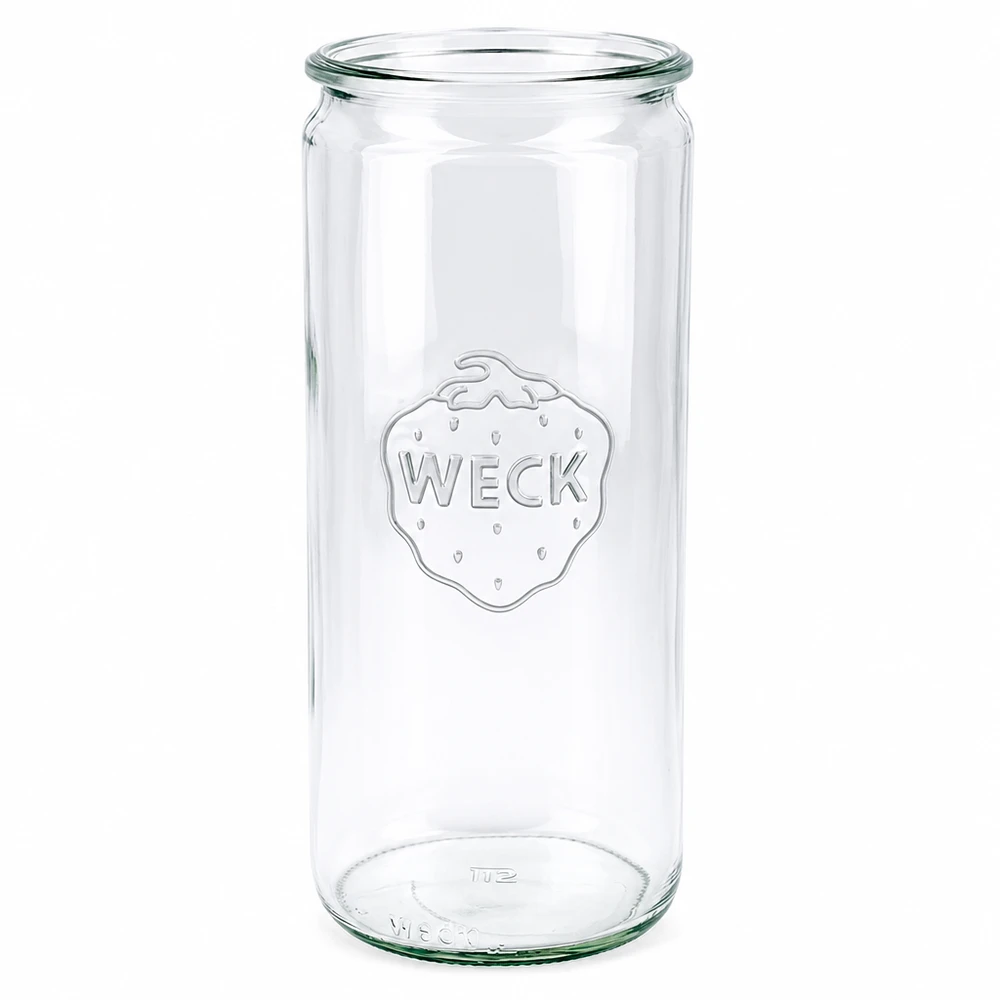 WECK Pot cylindrique 1040ml RR80 Pot de conserve transparent avec logo WECK pour la conservation et le stockage