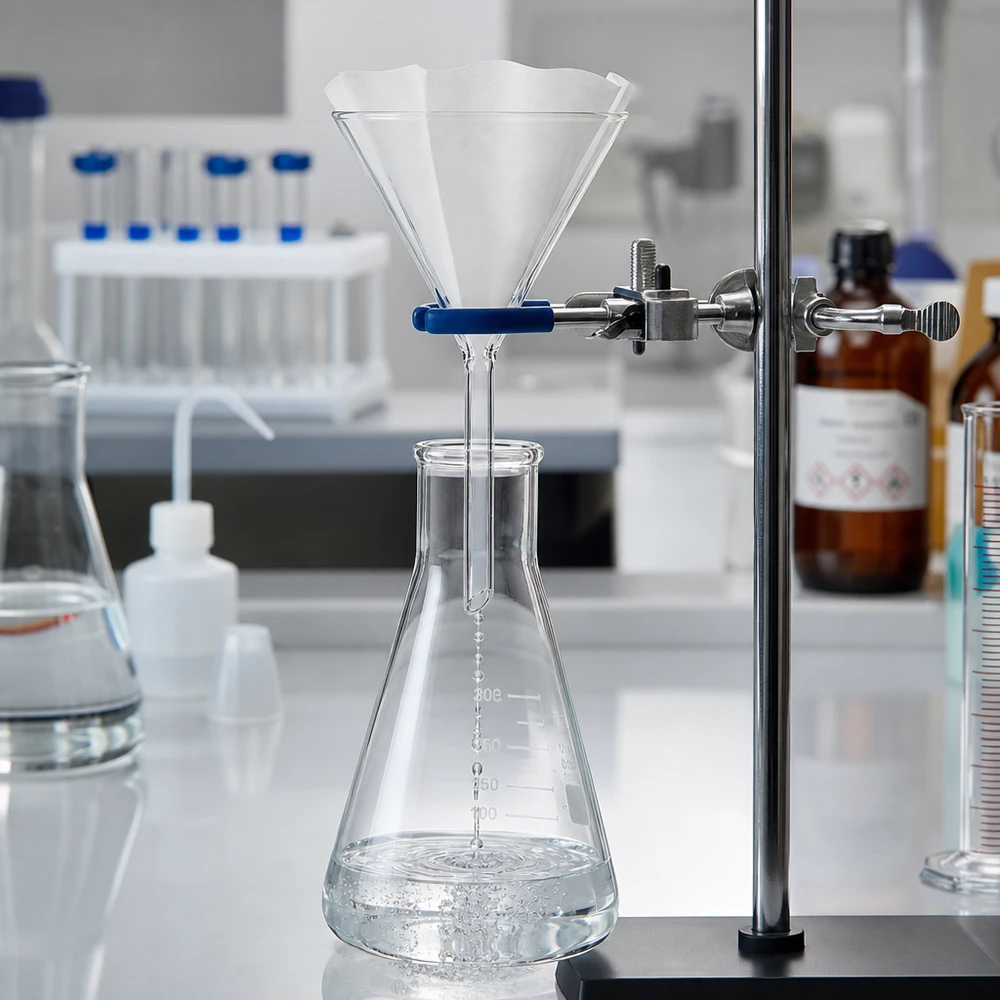 Entonnoir Ø 100mm - verre borosilicate 3.3 - angle 60° Entonnoir de laboratoire de précision 100mm en verre borosilicaté de haute qualité pour un dosage et un transvasement précis