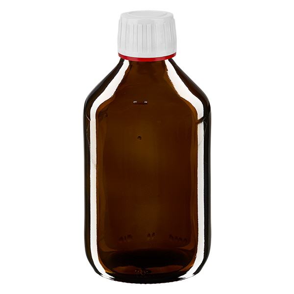 Flacon médical de 250 ml avec bouchon blanc Flacon médical de 250 ml avec bouchon blanc