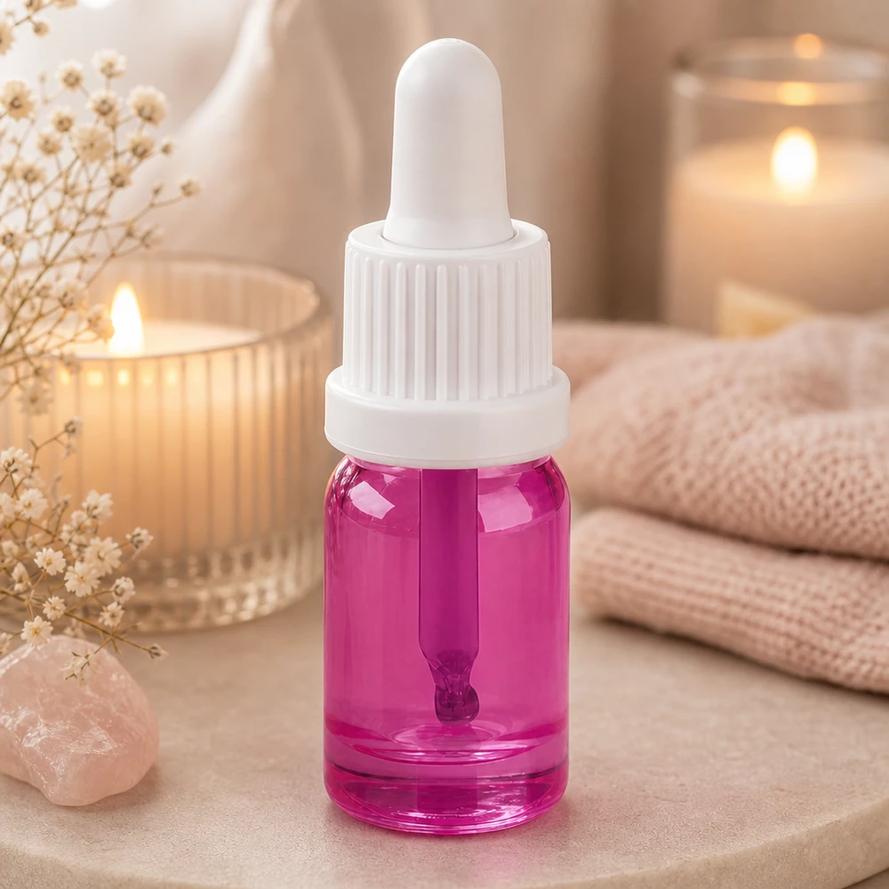 Flacon pipette 5ml blanc Originalité Bouchon à vis PurpleLine UT18/5 Elégant flacon violet de 5ml au design ergonomique pour les soins cosmétiques professionnels