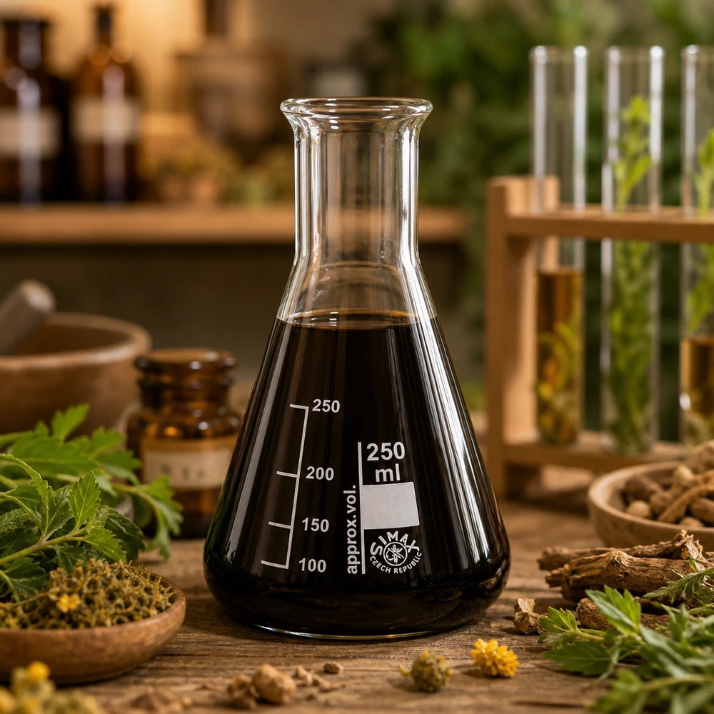 Erlenmeyer 250ml col large, verre borosilicate Ballon de laboratoire de 250ml avec solution brun foncé idéal pour l'extraction et la distillation de substances végétales
