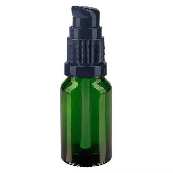 Flacon à pharmacie vert 10ml bouchon pompe noir standard Flacon à pharmacie vert 10ml bouchon pompe noir standard