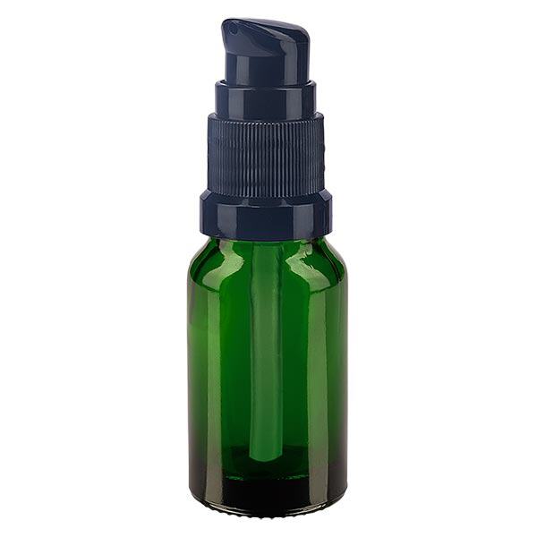 Flacon à pharmacie vert 10ml bouchon pompe noir standard