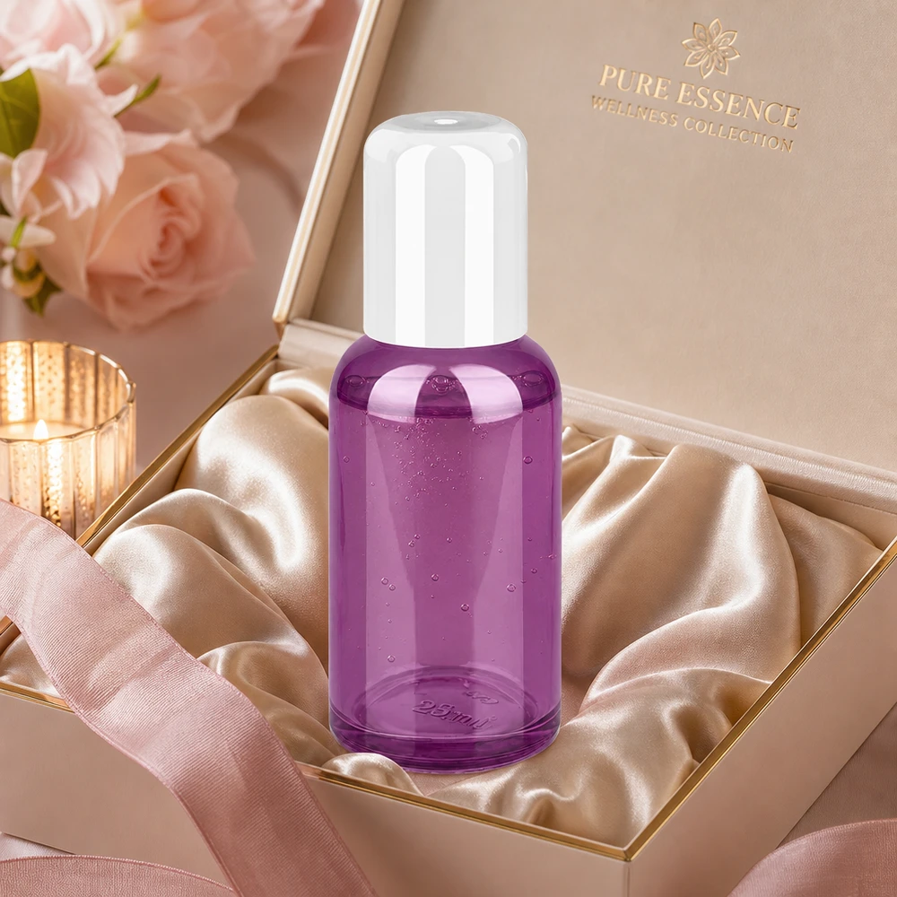 Flacon roll-on 30ml blanc standard PurpleLine UT18/30 Flacon roll-on en verre violet de 30ml au design ergonomique pour une utilisation et un dosage faciles