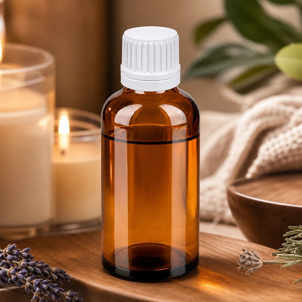 Flacon compte-goutte 50ml 0.7mm blanc OV BrownLine UT18/50 Flacon en verre brun protégé de la lumière 50ml idéal pour les substances sensibles à la lumière et les produits naturels
