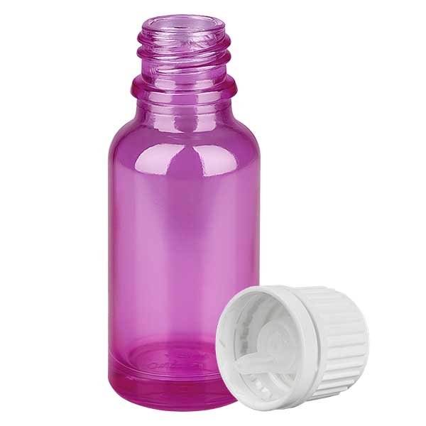 Flacon compte-gouttes 20ml 0,7mm blanc Originalité Bouchon à vis PurpleLine UT18/20