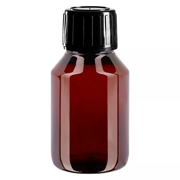 Bouteille PET 50ml avec bouchon noir à visser OV