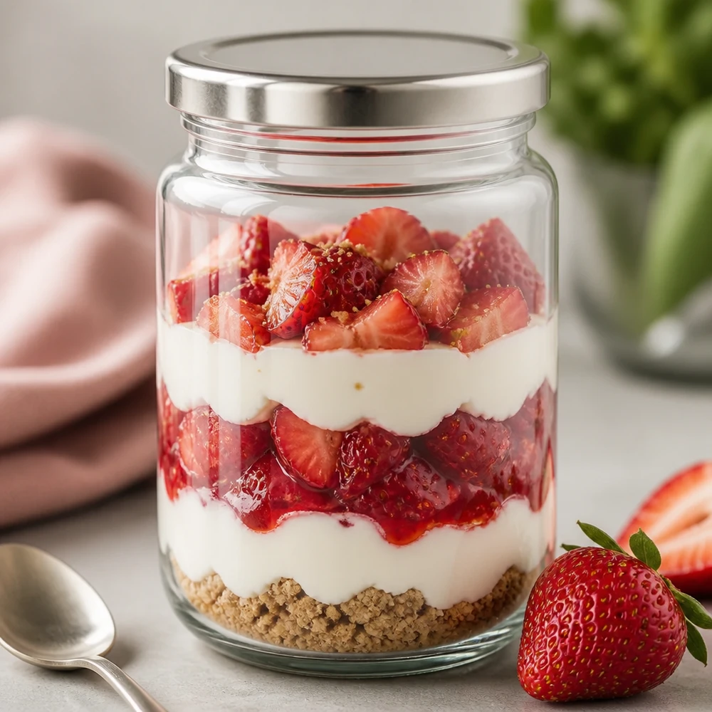 382ml Verre rond avec couvercle BasicSeal argent UNiTWIST 382ml Rundglas mit BasicSeal Deckel silber als Dessertglas für Erdbeertrifle Schichtdessert Küchenglas vielseitig