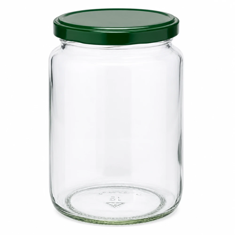 Bocal rond de 795ml avec couvercle vert BasicSeal UNiTWIST - bocal vide en verre clair pour la conservation