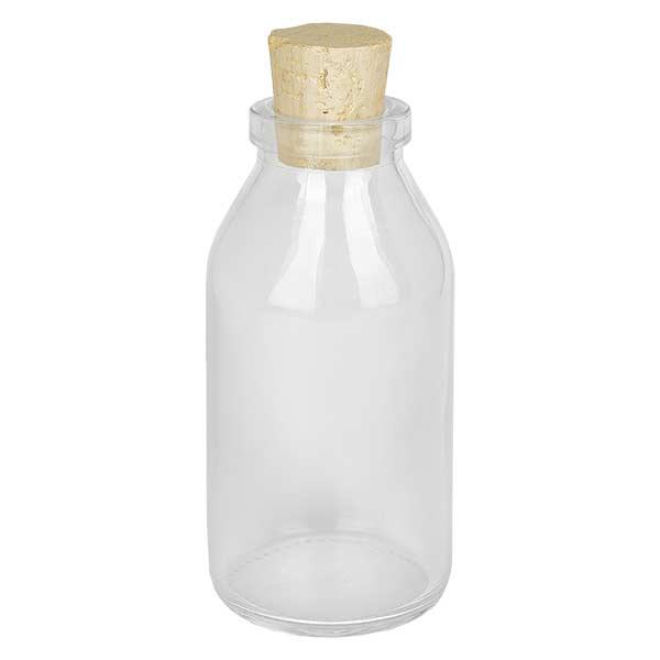 Flacon Round clair 100 ml, goulot 22 mm, avec bouchon de liège 22/26 Flacon Round clair 100 ml, goulot 22 mm, avec bouchon de liège 22/26