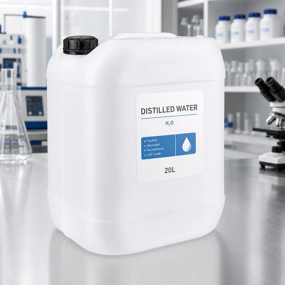 Bidon en plastique robuste de 20 L avec bouchon à vis noir, destiné aux applications de laboratoire