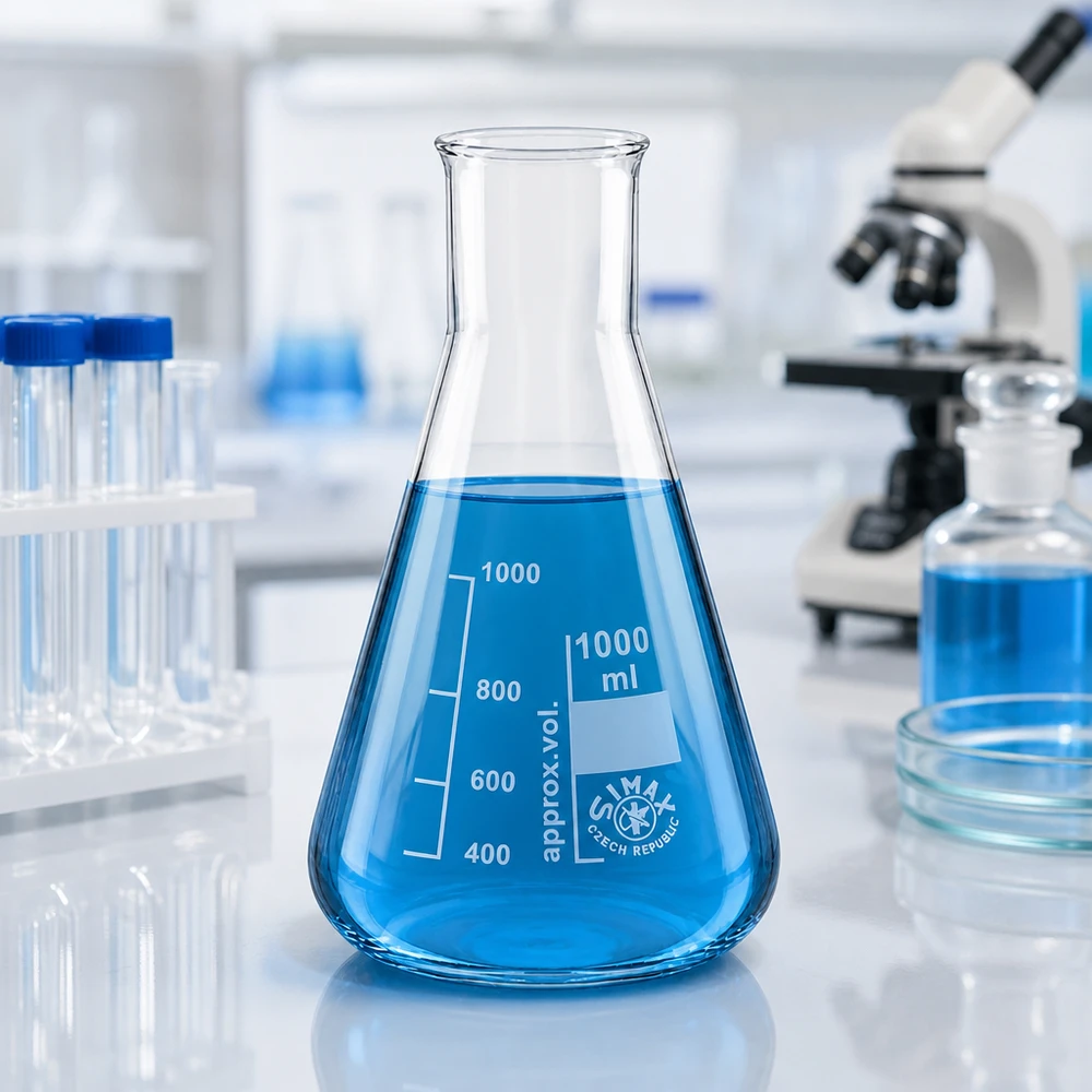 Erlenmeyer 1000ml col large, verre borosilicate Erlenmeyer 1000ml col large, verre borosilicate