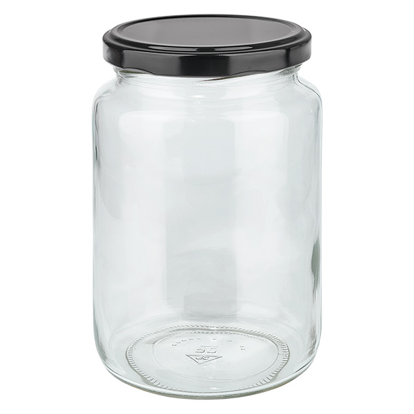 795ml Verre rond avec couvercle BasicSeal noir UNiTWIST