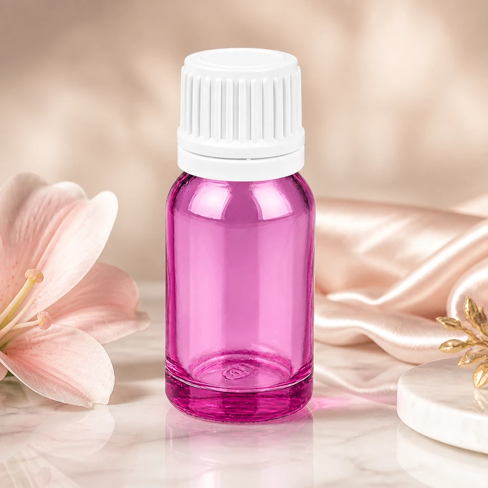 Flacon 10ml bouchon à vis 11mm blanc Originalité bouchon à vis PurpleLine UT18/10 Flacon en verre violet de 10 ml avec bouchon blanc rainuré pour une prise en main et une manipulation optimales