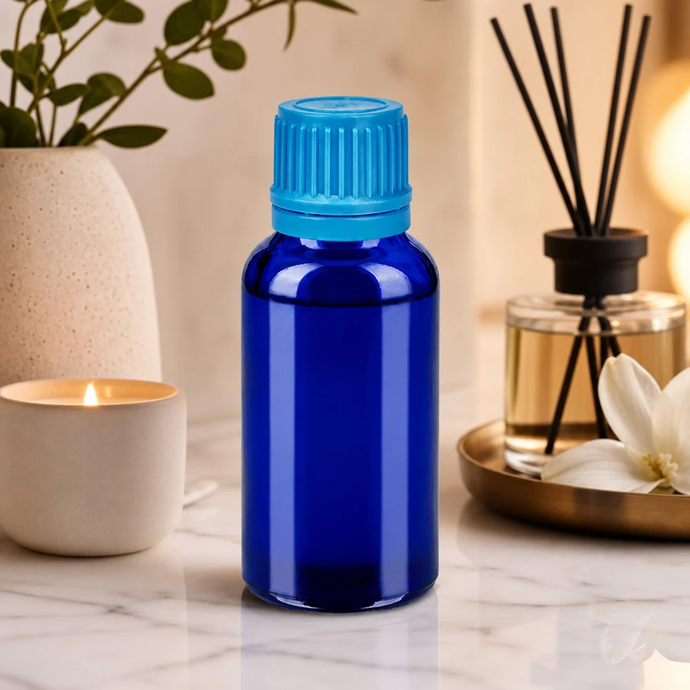 Flacon 30ml 11mm SV bleu OV BlueLine UT18/30 Flacon compte-gouttes 30ml avec bec verseur précis idéal pour le dosage des essences et des teintures