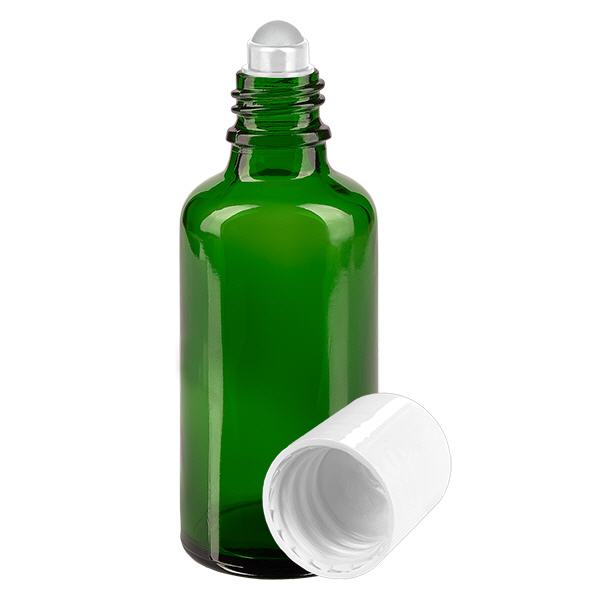 Flacon de pharmacie vert 50ml Roll-On bouchon blanc