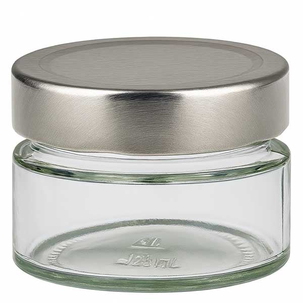 130ml Verre rond avec couvercle BasicSeal argent UNiTWIST