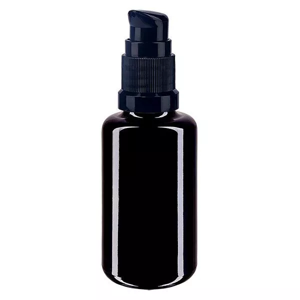 Flacon de pharmacie violet 30ml bouchon pompe noir std Flacon de pharmacie violet 30ml bouchon pompe noir std