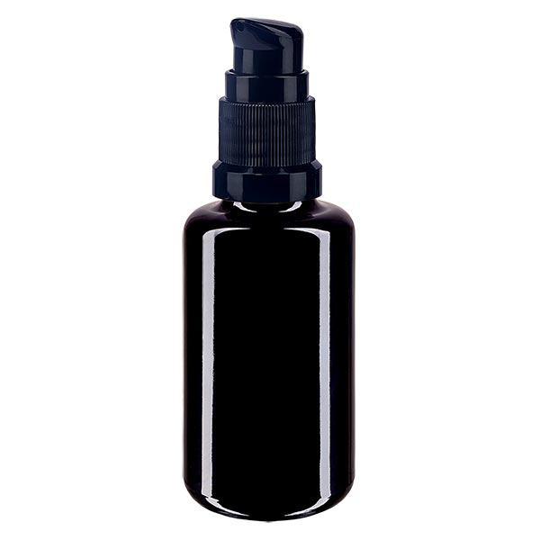 Flacon de pharmacie violet 30ml bouchon pompe noir std Flacon de pharmacie violet 30ml bouchon pompe noir std