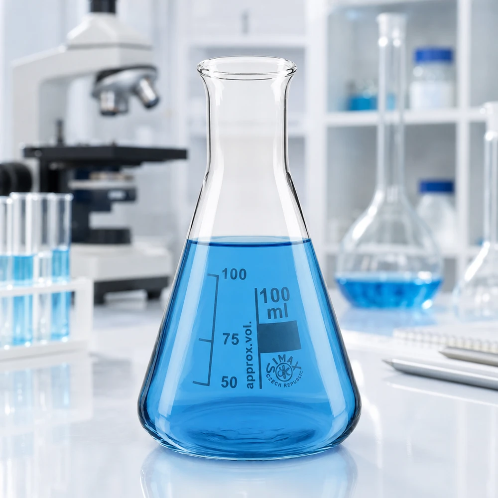 Erlenmeyer 100ml col étroit, verre borosilicate Erlenmeyer transparent 100ml col étroit avec forme bulbeuse pour un mélange optimal