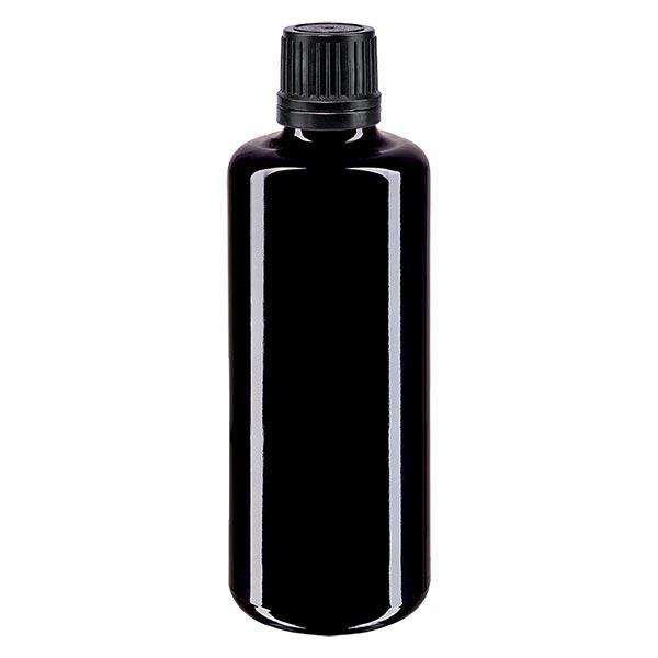 Bouteille de pharmacie viol. 100ml gouttes v. pr. Pr 1mm noir OV